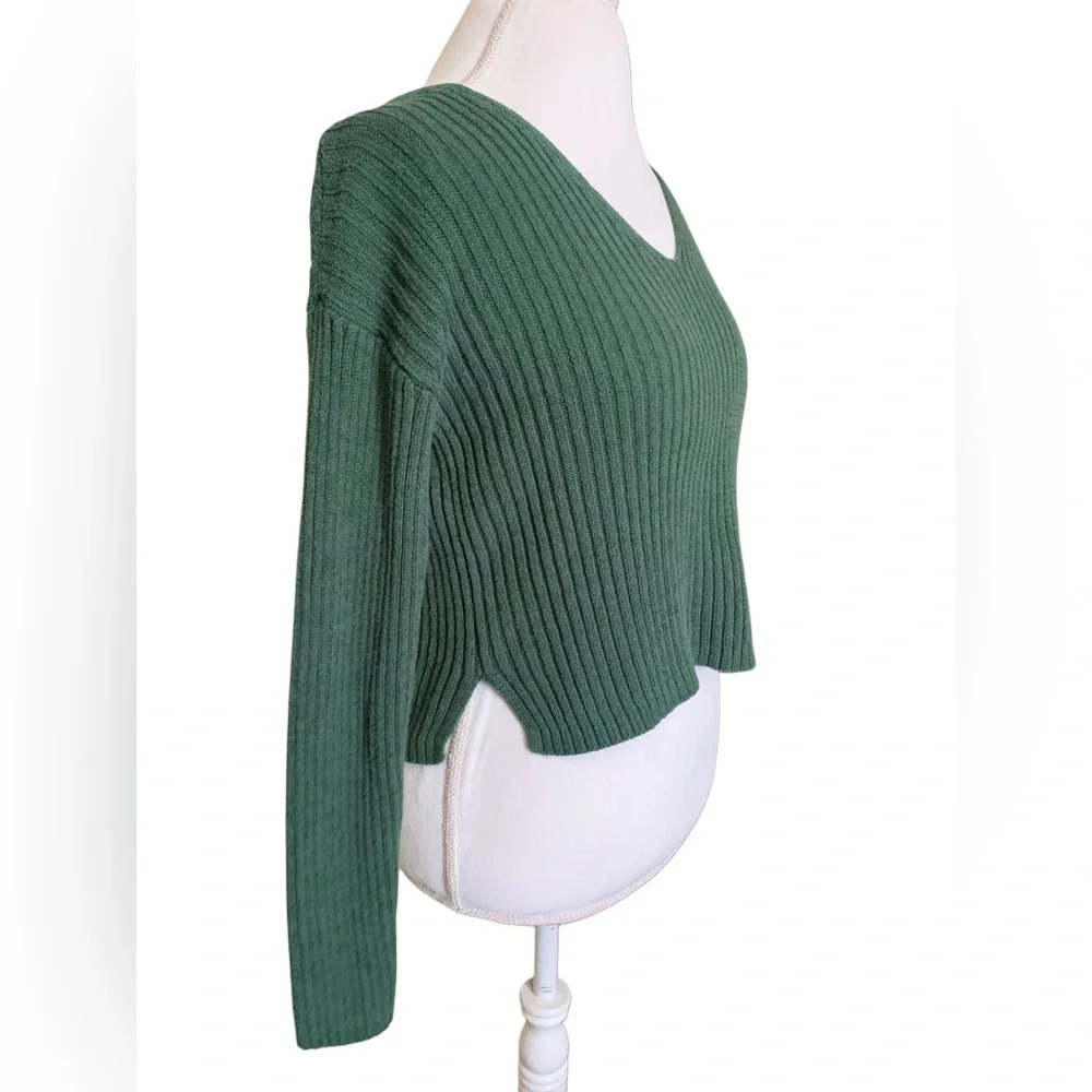 Wild Fable Green Ribbed cropped Sweater - Picture 3 of 6